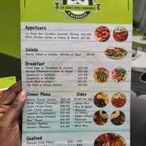 Le Gout des Caraibes Menu